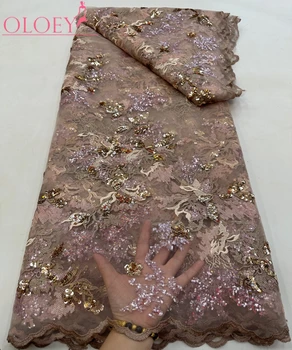 Высококачественная Модная французская Тюлевая кружевная ткань С вышивкой и пайетками, Африканская Нигерийская Кружевная ткань Для Свадебного платья RF50