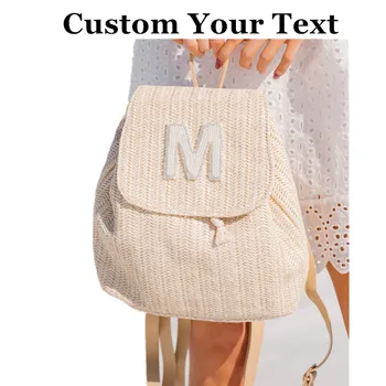 Изготовленная на заказ соломенная пляжная сумка, Сумки для подружек невесты, Сумка-тоут с монограммой, Сумка-тоут