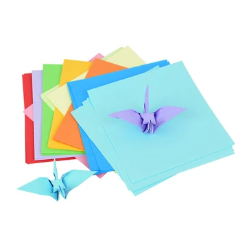 100 шт. Квадратная бумага Оригами, Двойные стороны, Однотонная Складная бумага, Многоцветная Детская Ручная работа, декор для Скрапбукинга Изображение 2