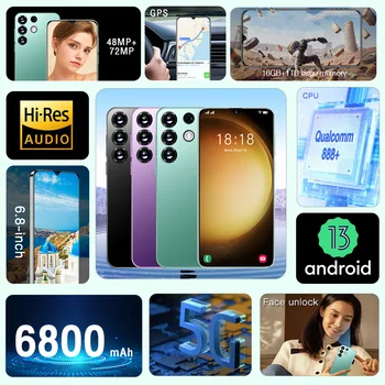 2023 S23 Ультра Смартфон 6,8 Дюймов HD Полноэкранный 6800 мАч 16 ГБ + 1 ТБ Мобильные Телефоны Android Глобальная версия 3G 4G 5G Сотовый Телефон Изображение 2