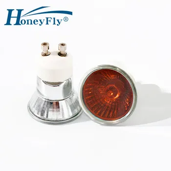 HoneyFly 2 шт. Новый Затемняемый Мини GU10 Оранжевая Галогенная Лампа 28 Вт/35 Вт 220-250 В Галогенная Лампа Янтарный Галогенный Прожектор Лавовая Лампа В Помещении
