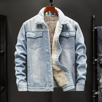Осенне-зимняя джинсовая куртка Для мужчин, Высококачественная флисовая тяжелая джинсовая куртка Для мужчин, ветрозащитная мотоциклетная джинсовая куртка для мужчин