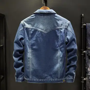 Осенне-зимняя джинсовая куртка Для мужчин, Высококачественная флисовая тяжелая джинсовая куртка Для мужчин, ветрозащитная мотоциклетная джинсовая куртка для мужчин Изображение 2