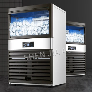 Коммерческая машина для производства льда весом 100 кг, машина для приготовления льда, чайная комната с молоком/небольшой бар/кофейня, полностью автоматическая машина для производства кубиков льда 110 В/220 В Изображение 2