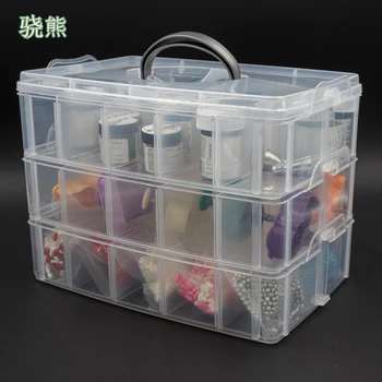 Пластиковый ящик для хранения на 18 и 30 сеток, портативный съемный органайзер для дома, прозрачный органайзер для макияжа porta joias