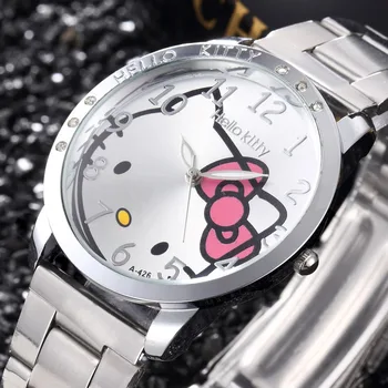 Женские часы UTHAI C05 Корейского производства, Повседневный стальной ремешок для часов с милым котом, Детские кварцевые наручные часы с героями мультфильмов для девочек Изображение 2
