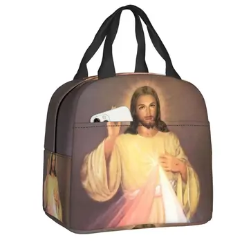 Божественное Милосердие Иисуса Христа, Термоизолированная сумка для ланча, Женская Портативная коробка для ланча для кемпинга, путешествий, пикника, сумки-тоут Изображение 2