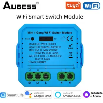 Модуль Tuya WiFi Smart Switch Умный дом мини выключатель света своими руками Работает с Alexa Google Home Требуется нейтральный провод Alice