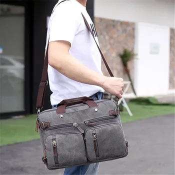 Мужской портфель большой емкости, холщовая сумка, Кожаный дорожный чемодан, сумка через плечо, Повседневная деловая сумка для ноутбука, 40#