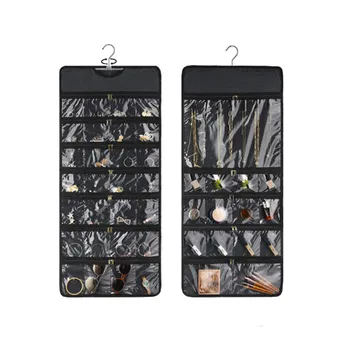 Двусторонний подвесной держатель для ювелирных изделий Ожерелье Серьги Карман на молнии Органайзер Пылезащитная сумка для хранения