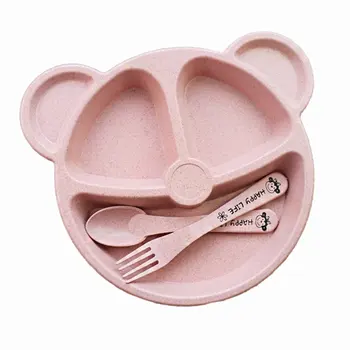 Новый набор детских тарелок Fractal Bear Легко привлекает внимание детей, увеличивает интерес к еде, предназначен для детей, 1 Комплект посуды