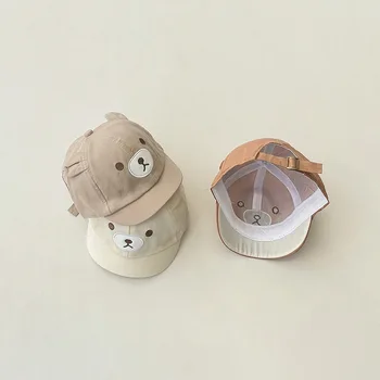 Детская шляпа, Весенне-летняя новая детская шляпа с рисунком медведя, солнцезащитный козырек, уличная модная детская бейсболка для маленьких мальчиков и девочек