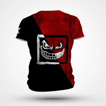 Мужская футболка с 3D животным принтом, топ с короткими рукавами и круглым вырезом, мужская футболка красного и черного цветов в тон grin Изображение 2
