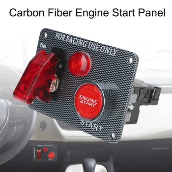 Кнопочный переключатель запуска автомобиля 12V 30A, выключатель зажигания, панель двигателя, панель автомобильного переключателя, 2 переключателя для модификации автомобиля, углеродное волокно