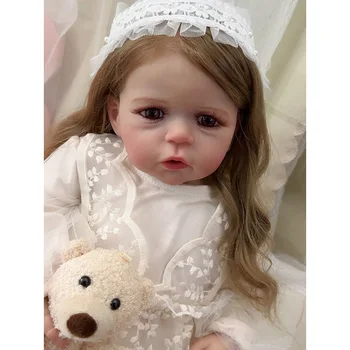 24-дюймовая кукла для новорожденных девочек-малышей, уже окрашенная Готовая кукла принцессы Сэнди, популярная реалистичная мягкая на ощупь 3D-кукла для рисования кожей