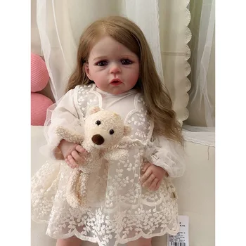 24-дюймовая кукла для новорожденных девочек-малышей, уже окрашенная Готовая кукла принцессы Сэнди, популярная реалистичная мягкая на ощупь 3D-кукла для рисования кожей Изображение 2