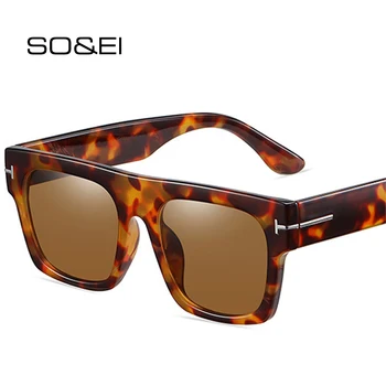 SO & EI Ретро негабаритные квадратные солнцезащитные очки Женские модные брендовые дизайнерские оттенки UV400 Мужские трендовые желто-синие солнцезащитные очки