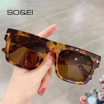 SO & EI Ретро негабаритные квадратные солнцезащитные очки Женские модные брендовые дизайнерские оттенки UV400 Мужские трендовые желто-синие солнцезащитные очки Изображение 2