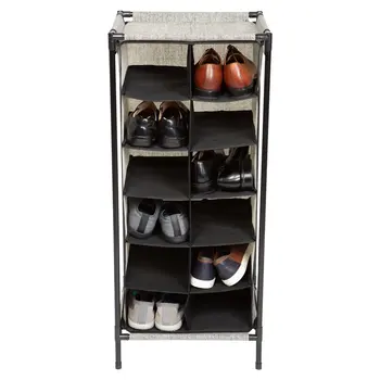 6-уровневый органайзер для обуви на 12 пар из черного нетканого материала, полка для обуви, мебель для гостиной