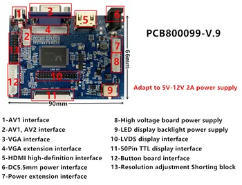 7-дюймовый ЖК-экран, монитор, плата дистанционного управления драйвером, 2AV VGA HDMI-совместима с компьютером Raspberry Banana/Orange Pi Изображение 2