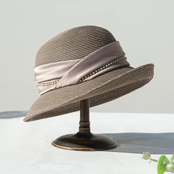 Женская летняя пляжная шляпа, Соломенная шляпа с широкими полями, Дышащая праздничная кепка с защитой от ультрафиолета Изображение 2