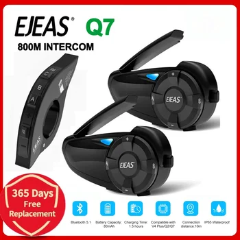 EJEAS Q7 Bluetooth 5.1 Мотоциклетный шлем Гарнитура Домофон 7 Всадников Беспроводной переговорное устройство FM-радио Ручка дистанционного коммуникатора Изображение 2