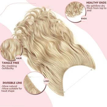 Синтетические волосы Snoilite 20 дюймов Для наращивания, без Зажимов, Искусственное Омбре, Розовые, светло-коричневые, натуральные, черные, волнистые Волосы для женщин Изображение 2