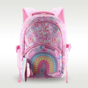 Австралийский оригинальный детский школьный рюкзак Smiggle Женский рюкзак для начальной школы Розовая радуга Корейская версия 7-12 лет 16 дюймов