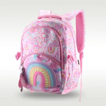 Австралийский оригинальный детский школьный рюкзак Smiggle Женский рюкзак для начальной школы Розовая радуга Корейская версия 7-12 лет 16 дюймов Изображение 2