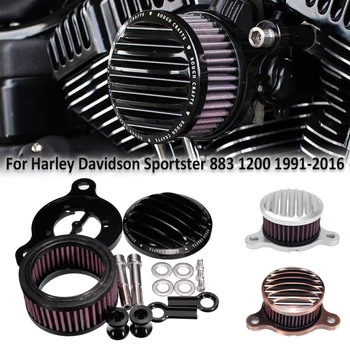 Для Harley-Davidson Sportster 883 1200 1991-2016 Железный 883 Мотоциклетный Воздухоочиститель Система Впускного Фильтра с ЧПУ Алюминий 2009-2016