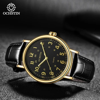 Мужские часы Voyager серии OCHSTIN timinng, лучшие деловые светящиеся водонепроницаемые наручные часы, повседневные кожаные часы с календарем для мужчин