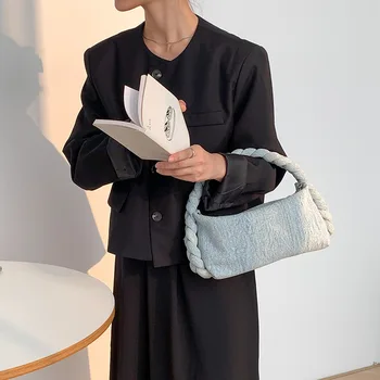 Новая женская сумка ручной работы в корейском стиле, модная джинсовая сумка-мессенджер на цепочке Изображение 2