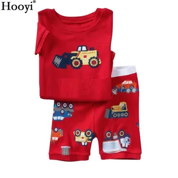 2021 Летние Пижамные комплекты для мальчиков, Детская одежда для сна с коротким рукавом из 100% хлопка, Детская Пижама Для мальчиков, Пижама красного цвета, нижняя ночная рубашка