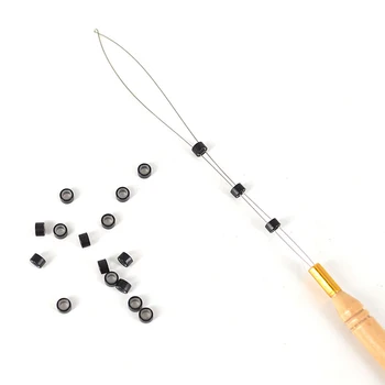 Микрокольца, петлевый инструмент, Нитевдеватель, вытягивающая игла, используется с плоскогубцами и бусинами для наращивания человеческих волос Изображение 2