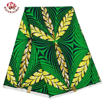 Зеленый фон, 6 ярдов /лот, Полиэфирная лоскутная ткань Farbic Ankara для шитья, Африканская ткань для женщин, вечернее платье FP6497