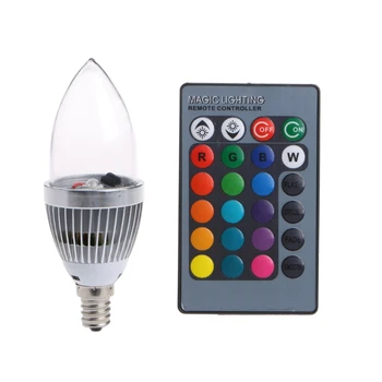 E12 3 Вт RGB LED 15 Цветов, меняющая свечу, лампочка с дистанционным управлением