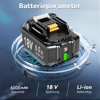 Литий-ионная аккумуляторная батарея Makita, сменный аккумулятор для инструмента 18 В, 6000 мАч, BL1860, BL1830, BL1850, BL1860B