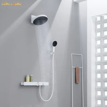 Термостатический набор для душа с цифровым дисплеем, большой смеситель для душа с дождевой насадкой, подставка для ванны, набор для душа, роскошный душ, постоянный душ