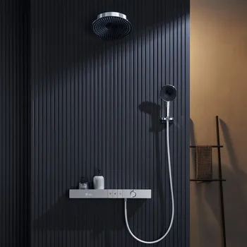 Термостатический набор для душа с цифровым дисплеем, большой смеситель для душа с дождевой насадкой, подставка для ванны, набор для душа, роскошный душ, постоянный душ Изображение 2