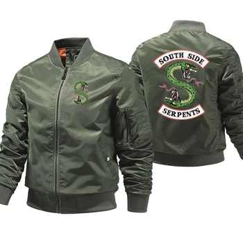 Куртка Riverdale South Side Serpents, Мужские телешоу, мужские куртки-бомберы, уличная одежда, мужские зимние пальто 5XL, мужские Ветрозащитные куртки Изображение 2
