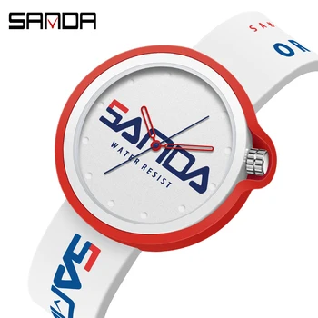 2023 SANDA 3200 Брендовые часы Японский механизм Женские кварцевые часы с простым циферблатом Ремешок из искусственной кожи Женские наручные часы