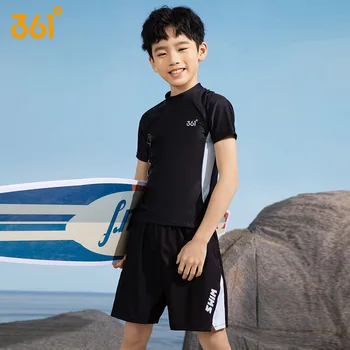 361 ° Мальчик Двойка UPF50 + Солнцезащитный Крем С коротким рукавом, купальник для серфинга, Детская Солнцезащитная Рубашка, Топ + Плавки, Пляжная одежда