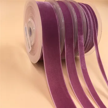 6 мм/9 мм/15 мм Фиолетовая односторонняя бархатная лента для упаковки подарочного букета ручной работы, украшение для домашней вечеринки, Рождество, Неэластичная Изображение 2