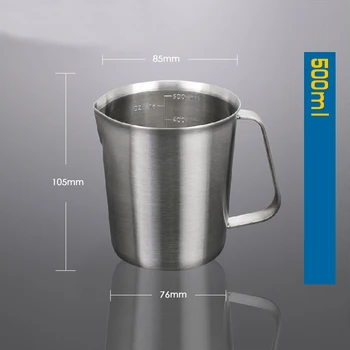 Мерный стакан из нержавеющей стали с большим горлышком 304 с ручкой, градуированный стакан, лабораторное оборудование или кухонные инструменты Изображение 2
