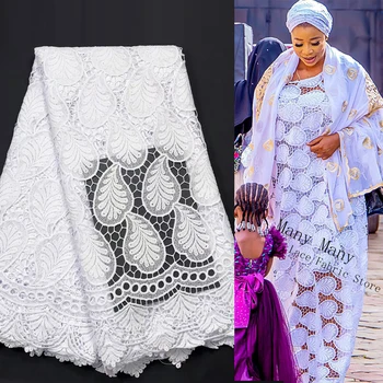 Новая Мода 2022 Африканское Швейцарское Вуалевое Кружево В Швейцарии Чистое Белое Сухое Кружево Сенегал 100% Хлопок Традиционные Свадебные Ткани