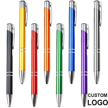 15 шт./лот, оптовая продажа, персонализированная металлическая ручка, шариковая ручка на заказ, металлическая шариковая ручка, поддержка печати логотипа, реклама