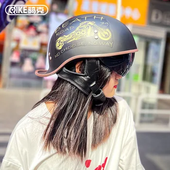 Бесплатная доставка Ретро шлемы мотоциклетный полуприцепный шлем мотоциклисты Женщины Унисекс Шлем для скутера для винтажного мотоцикла