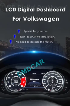12,5-Дюймовая цифровая приборная панель, Виртуальная приборная панель, ЖК-спидометр для VW Tiguan 2010-2017 Изображение 2