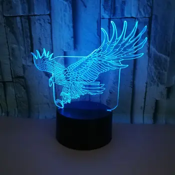 Орел 3D Ночник Красочный 3D визуальный стол Настольная лампа Декор спальни Светодиодные фонари Рождественский подарок на Новый Год Орел Игрушки для детей