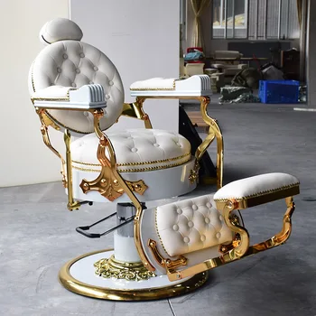 Спинка парикмахерского кресла в европейском стиле в стиле ретро, мужское парикмахерское кресло, высококачественное кресло для парикмахерской, мебель для табурета